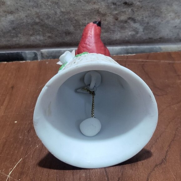 Vintage Red Cardinal Bird Bell Ceramic Figurine - Picture 4 of 9